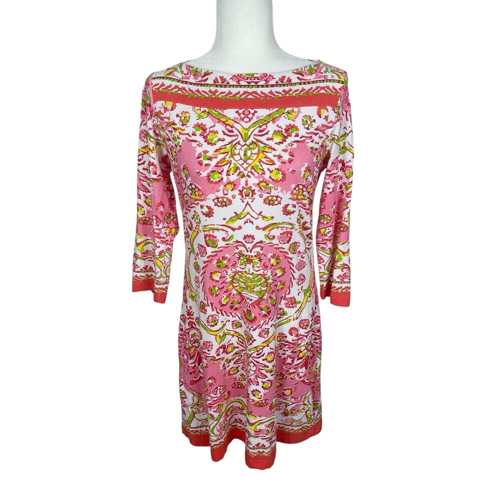 Barbara Gerwit Printed Dress Resort Wear Coastal Pink Women's Size Medium